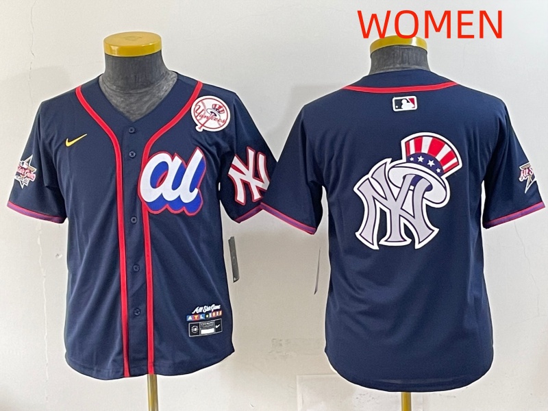 Women 2025 New York Yankees Blank Drak Blue All star Blank Blue Nike MLB Jersey style 17->women mlb jersey->Women Jersey